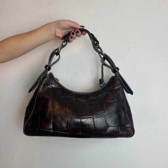 Dooney & Bourke Brown Crocodile Leather Hobo Shouder Bag - Picture 3 of 8